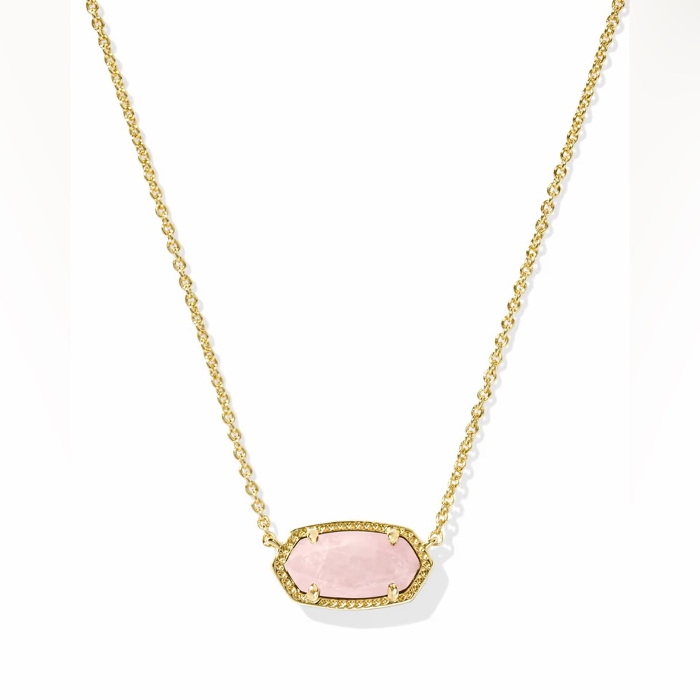 NEW Kendra Scott Elisa Gold Pendant Necklace in Rose Quartz